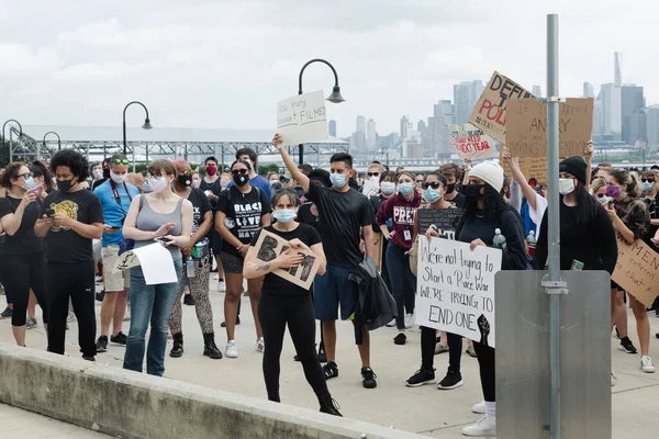 Hoboken Usa Czerwca 2020 Protest Pokojowy Sprawie Czarnego Życia Hoboken — Zdjęcie stockowe
