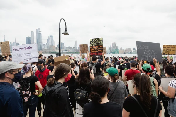 Hoboken Usa 2020 Június Fekete Életek Kérdése Békés Tüntetés Hobokenben — Stock Fotó