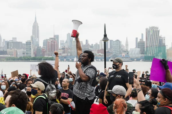 Hoboken Usa Czerwca 2020 Protest Pokojowy Sprawie Czarnego Życia Hoboken — Zdjęcie stockowe