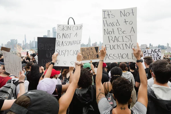 Hoboken Usa Czerwca 2020 Protest Pokojowy Sprawie Czarnego Życia Hoboken — Zdjęcie stockowe