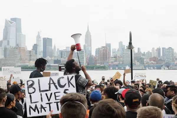 Hoboken Usa 2020 Június Fekete Életek Kérdése Békés Tüntetés Hobokenben — Stock Fotó