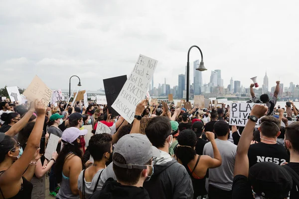 Hoboken Usa Czerwca 2020 Protest Pokojowy Sprawie Czarnego Życia Hoboken — Zdjęcie stockowe