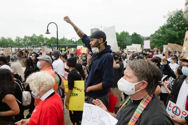 Hoboken Eua Junho 2020 Black Lives Matter Protesto Pacífico Hoboken — Fotografia de Stock