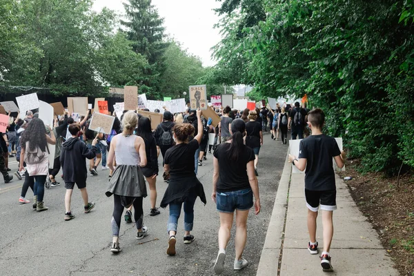 Hoboken Usa Czerwca 2020 Protest Pokojowy Sprawie Czarnego Życia Hoboken — Zdjęcie stockowe