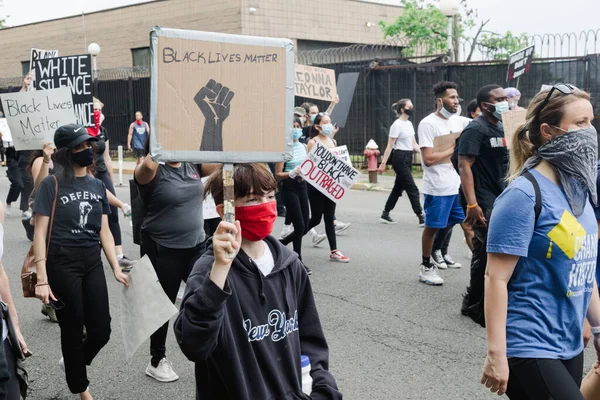 Hoboken Eua Junho 2020 Black Lives Matter Protesto Pacífico Hoboken — Fotografia de Stock