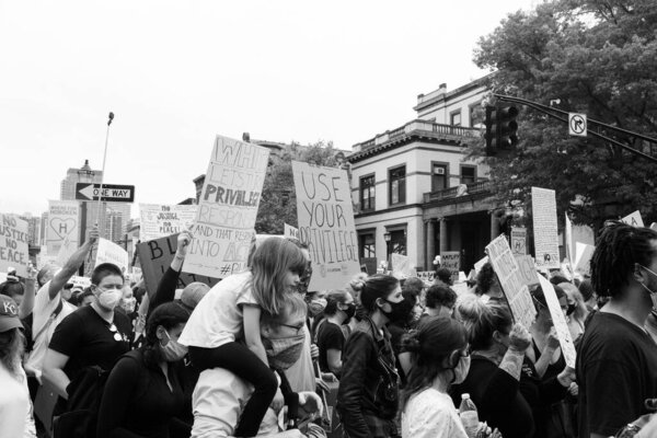 Hoboken, NJ / USA - June 5th, 2020: Black Lives Matter Peaceful Protest in Hoboken, NJ Hoboken, NJ / USA - June 5th, 2020: Black Lives Matter Peaceful Protest in Hoboken, NJ 