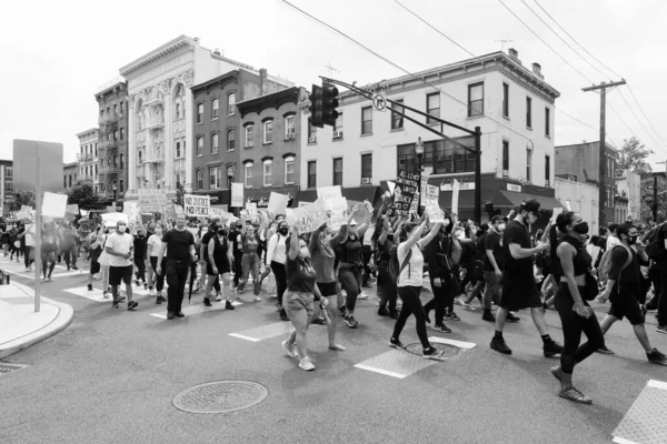 Hoboken Usa Juni 2020 Black Lives Matter Friedlicher Protest Hoboken — Stockfoto