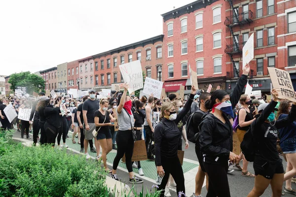 Hoboken Eua Junho 2020 Black Lives Matter Protesto Pacífico Hoboken — Fotografia de Stock