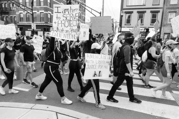 Hoboken Usa Juni 2020 Black Lives Matter Vreedzaam Protest Hoboken — Stockfoto