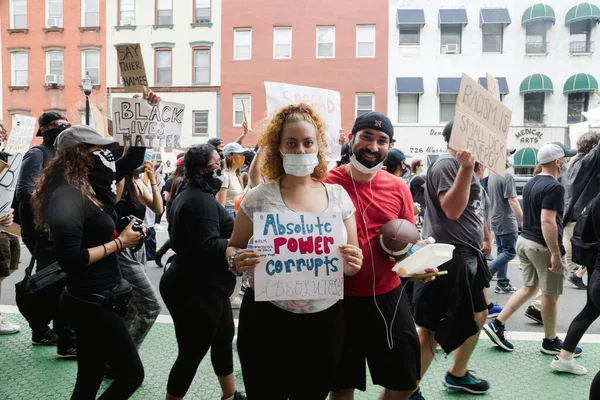 Hoboken Usa 2020 Június Fekete Életek Kérdése Békés Tüntetés Hobokenben — Stock Fotó