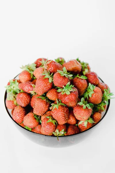 Fresh Strawberries Plate White Background — Stock Photo, Image