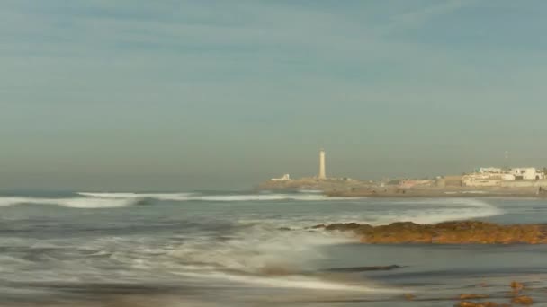 LightHouse van Casablanca in de vuurtoren van El Hank — Stockvideo
