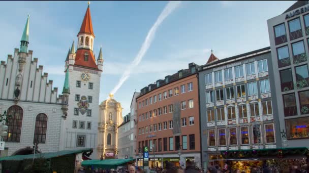 Németország, München - Óvárosháza toronnyal, Bajorország Timelapse — Stock videók