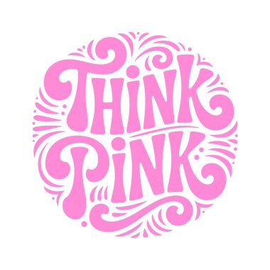 Pink 'i düşün. Beyaz Arkaplanda Göğüs Kanseri Farkındalığı Vektör Tasarımı İzole Edildi