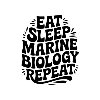 Uyku Deniz Biyolojisi ye. Tekrar et. Beyaz Arkaplanda Vektör Tasarımı İzole Edildi