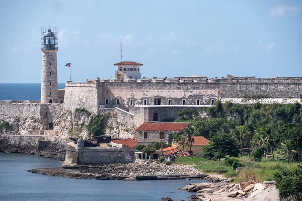 Знаменитая Крепость Маяк Эль Морро Входа Бухту Гавана Куба — стоковое фото