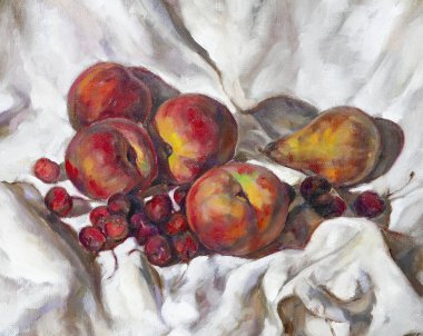 meyve kompozisyonu yağ ağrı ile boyalı