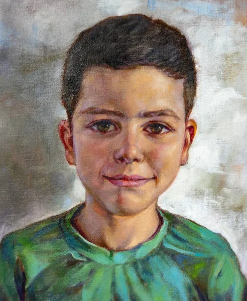 Portret Nastolatkiem Zielonego Sweate — Zdjęcie stockowe