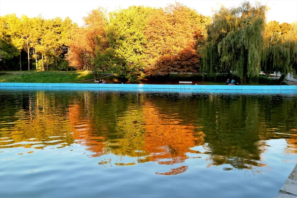 Odessa şehir parkı göle ile güzel manzara.