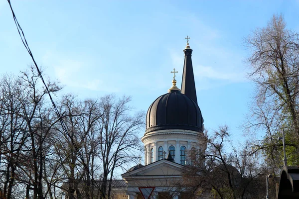 Один Куполами Спасо Преображенський Собор Спасителя Соборній Площі Одеса — стокове фото