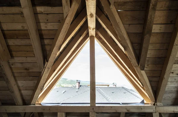 Travi Legno Casa Nuova Costruzione — Foto Stock