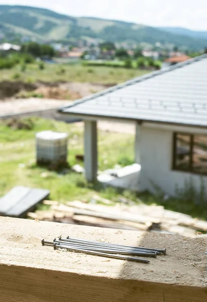 Nova Casa Construção Unhas Perto — Fotografia de Stock