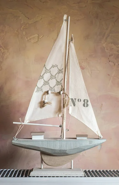 Декорация Модели Лодки Винтажная Стена — стоковое фото