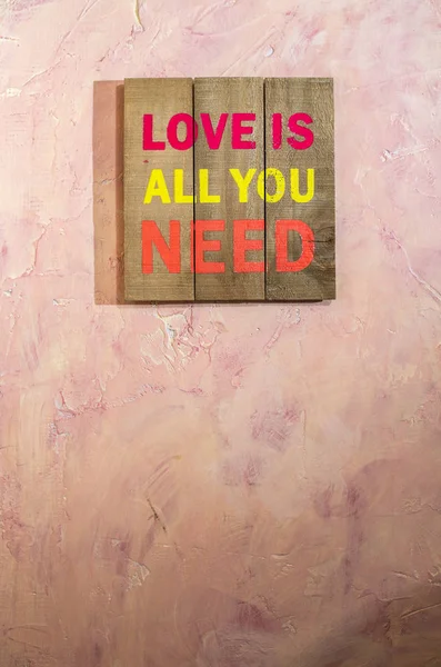 Love All You Need Text Pink Wall Room Love Need — ストック写真