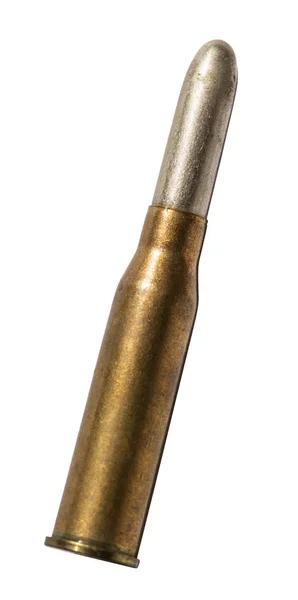 Jedną Broń Amunicja Wkłady Czyste Podłoże Pojedyncza Kula Białym Tle — Zdjęcie stockowe