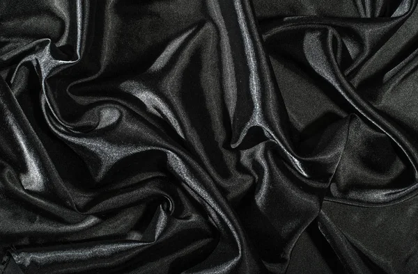 Background Black Satin Fabric Shiny Silk Backdrop — Stock Photo, Image
