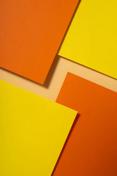 Diseño Material Papel Color Amarillo Naranja Formas Geométricas Unicolor Fondo — Foto de Stock