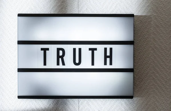 Message Truth Illuminated Board Truthfulness Concept Text Daylight Window Room — Stock Photo, Image
