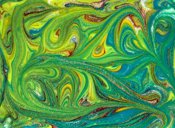 Levendige Groene Gele Marmering Textuur Abstracte Kleurrijke Achtergrond Veelkleurige Patroon — Stockfoto