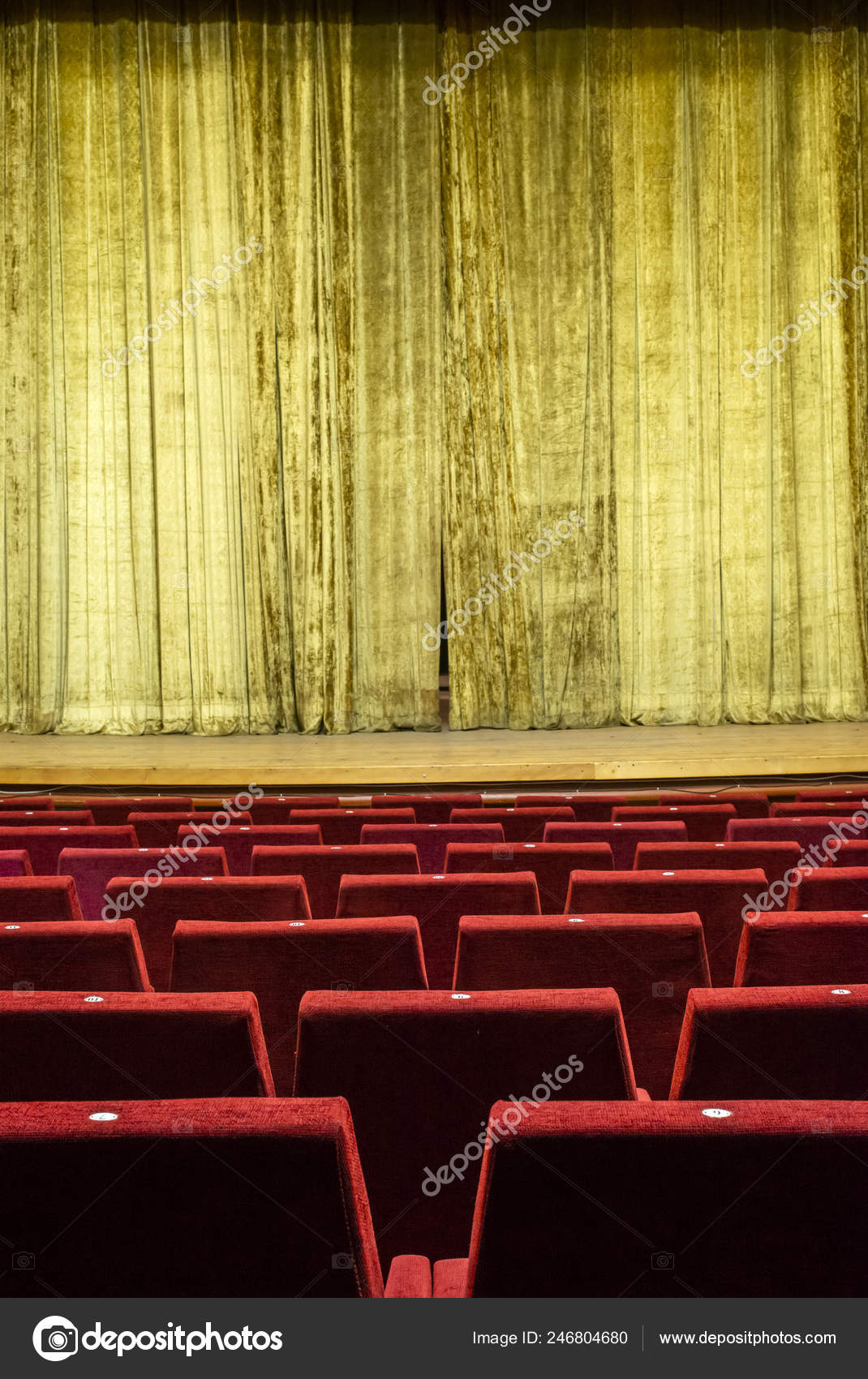 Theater Interior Yellow Curtain Red Seats Theater Interior