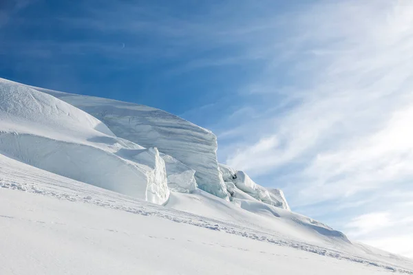 Image Panoramique Concept Randonnée Avec Crevasse Glaciaire Mont Maudit Trois — Photo