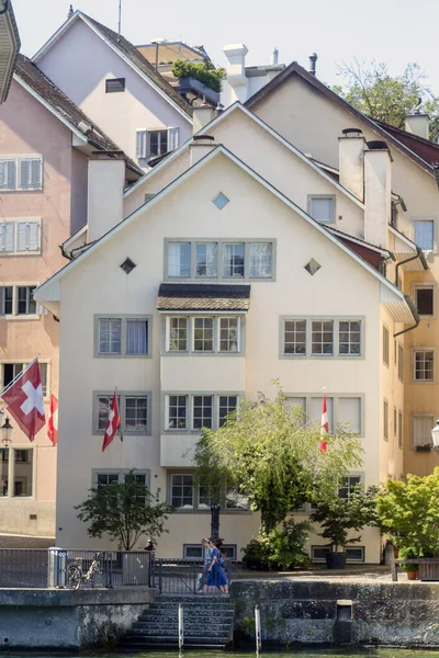 Střechy Starého Města Curychu Řeky Limmat Kanton Curych Švýcarsko — Stock fotografie