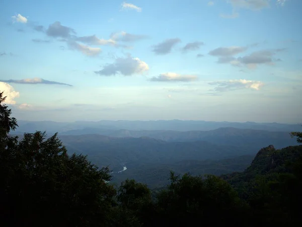 Paisagem Noturna Colina Para Montanha Horizonte Nan Tailândia — Fotografia de Stock