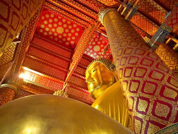 Large Paysage Tirer Ont Statue Bouddha Géant Dans Temple Wat — Photo