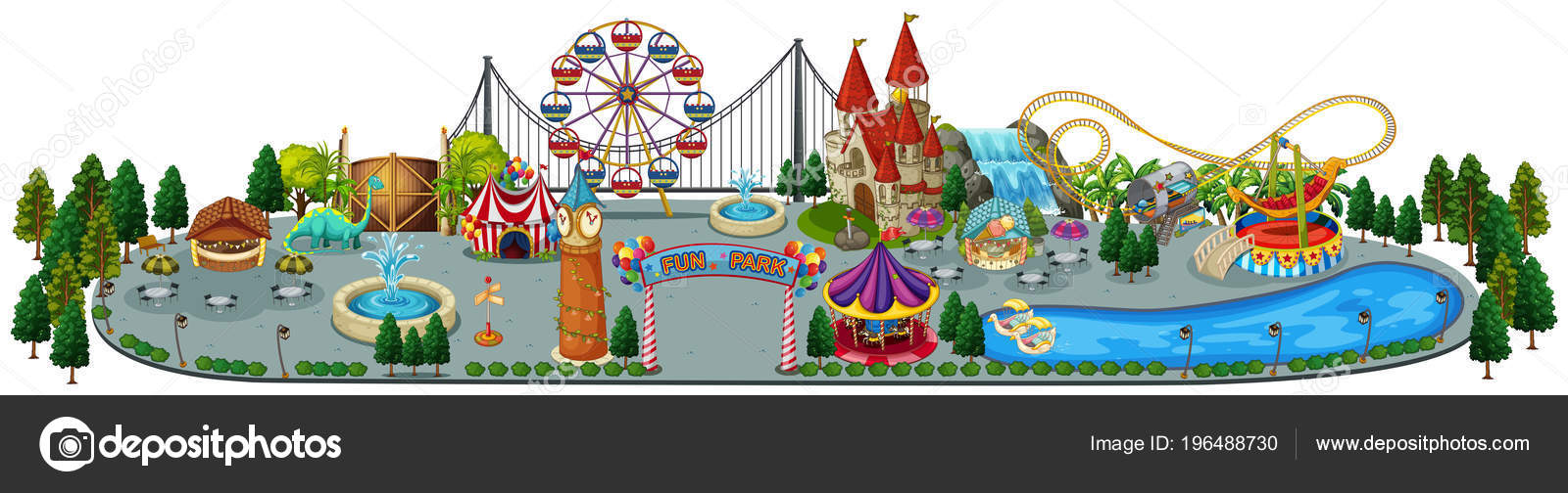 Fun Amusement Park Map Illustration Stock Vector by ©interactimages  196488730