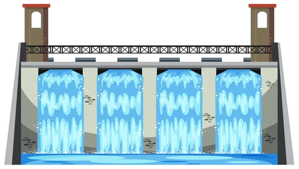 Een Grote Dam Witte Achtergrond Afbeelding — Stockvector