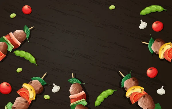 Delicioso Kebab Churrasco Modelo Madeira Ilustração —  Vetores de Stock