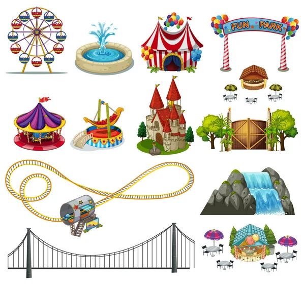 Nastavení Theme Park Prvek Ilustrace — Stockový vektor