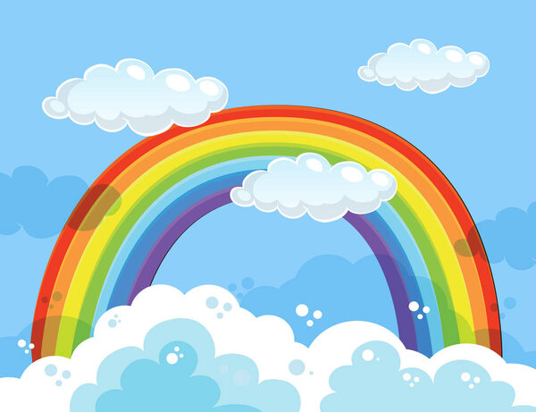 A Beautiful Rainbow Over the Sky illustration