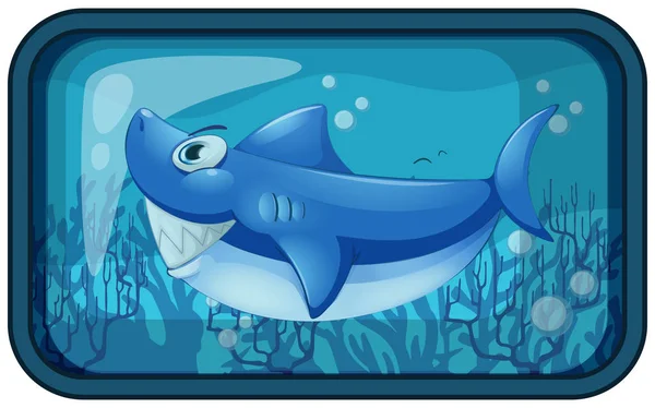 Illustration Requin Kappy Dans Aquarium — Image vectorielle