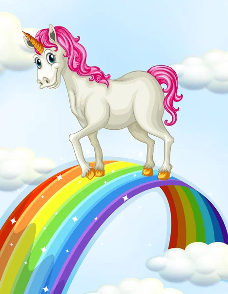 Ein Einhorn Auf Der Regenbogenillustration — Stockvektor