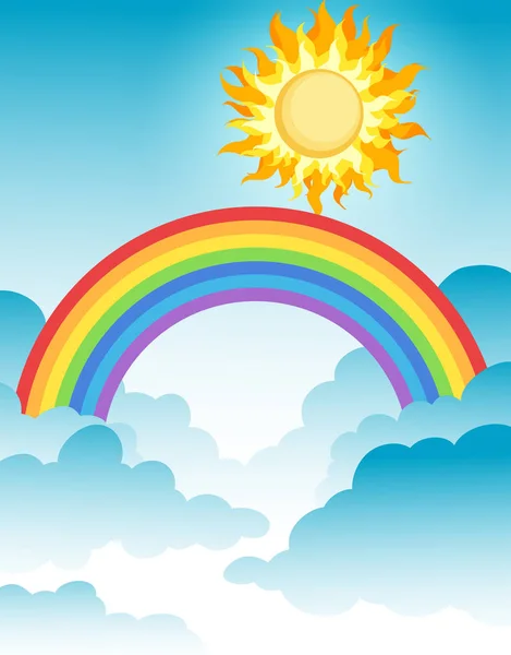 Hermoso Arco Iris Sobre Cielo Ilustración — Vector de stock