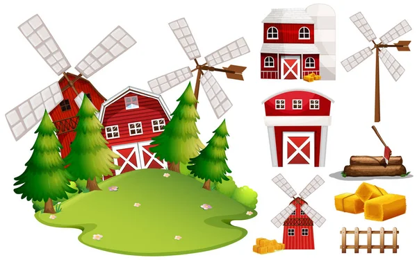 Barn House Farmy Element Ilustrace — Stockový vektor