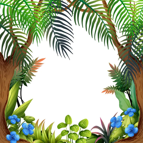 Una Hermosa Ilustración Del Bosque Plantilla Flores — Vector de stock