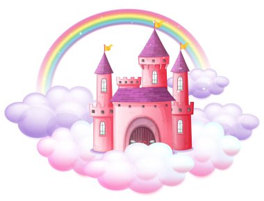 Pembe peri masalı Castle illüstrasyon