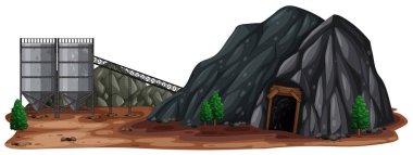 Bir taş mayın üzerinde beyaz arka plan illüstrasyon